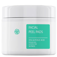 IREV Glycolic Acid Resurfacing Pads 35% for Face and Body- Exfoliating Facial Peel with Green Tea - Glycolic Acid Face Wash for Cleansing Peeling 50 Pads
