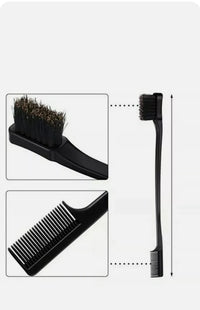 Generic Double Sided Edge Control Hair Brush Combo Dual Ended Hair Comb Brush (Black)