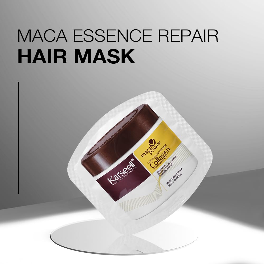 Karseell Collagen Hair Mask Deep Repair Conditioning Argan Oil Collagen Hair Masks for Dry Damaged Hair All Hair Types 10ml/ 0.34oz (24 packs)