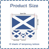 Kelamayi Scotland Flag Temporary Tattoos,10 Sheets National Flag Face Tattoo Stickers for World Cup European Cup International Competitions