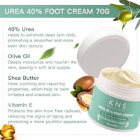 KNS PROFESSIONAL KNS 40% Urea Foot Cream - Olive Oil, Shea Butter for cracked heels and dry skin - Clinically Tested, Suitable for Diabetics