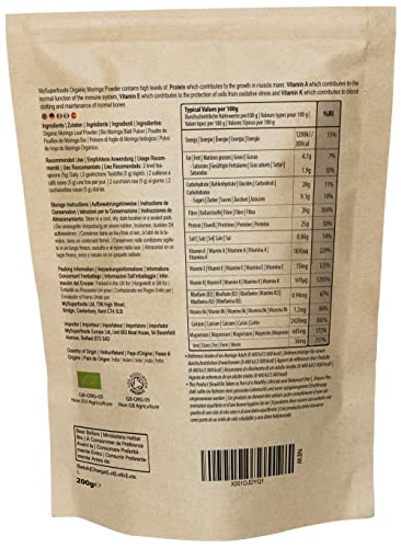MySuperfoods Organic Moringa Powder 200g, Rich Source of Vitamin A & Riboflavin