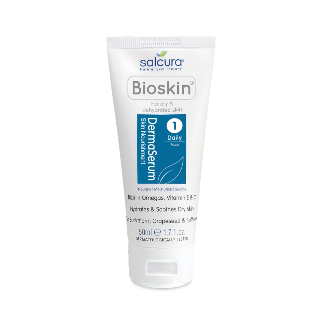Salcura Natural Skin Therapy Bioskin Dermaserum, a Light Natural Face Serum for Those with Dry, Flaky & Sensitive Skin, 50ml