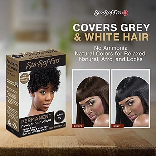 Sta-Sof-Fro Permanent Hair Color Powder Covers Grey & White Hair - Black (Pack of 3)