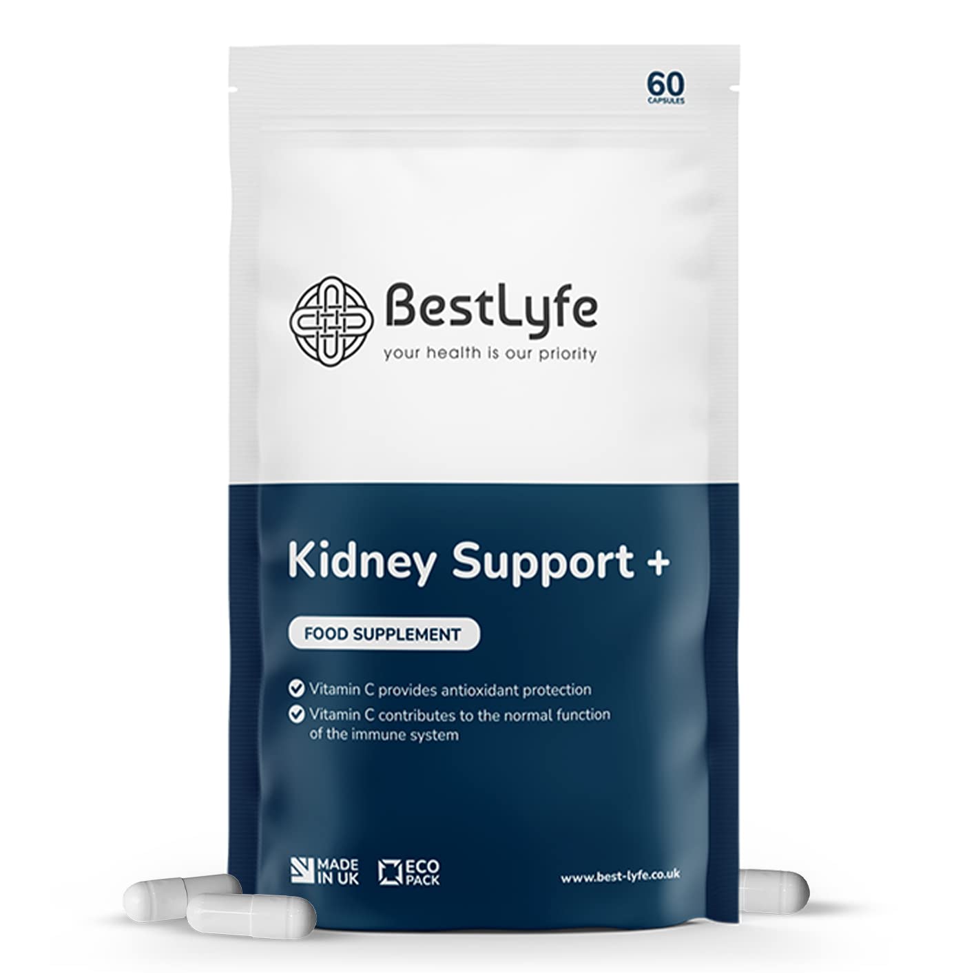 BestLyfe Your Health Is Our Priority BestLyfe Kidney Support+ Supplement | 14 Nutrients & Vitamins | Twin Pack | 120 Capsules | Liver Detox | Kidney Cleanse | Gallbladder and Spleen Support | Healthy Urinary Tract | UK Made