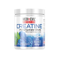 Medi-Evil Nutrition Creatine Monohydrate Powder 400g, Blue Raspberry Flavour, Micronised for Easy Mixing, Improve Strength and Physical Performance