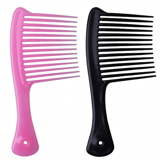 Deyixinup 2 PCS Jumbo Rake Comb Long Wide Tooth Rake Handle Hair Comb Plastic Afro Shower Comb for Long Curly Thick Wet Dry Hair Styles Girls Women Men Barber Salon