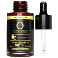 The Organic Forest – VEGAN . PURE . NATURAL Organic Macadamia Nut Oil with Dropper | Perfect Macadamia Carrier Oil for Soft Skin, Strong Hair, Aromatherapy & Massage | Sulfate & Paraben Free