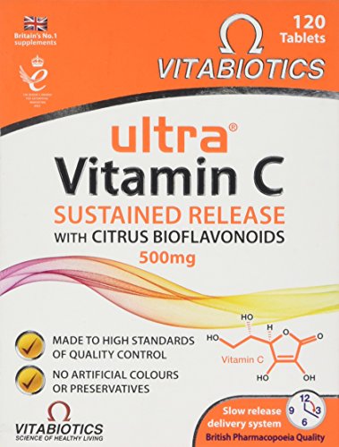 Vitabiotics Ultra Vitamin C Tablets (Ascorbic Acid) Sustained Release with Bioflavonoids - 120 Tablets