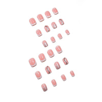 Cosmeria Press On Nails Set, 24 Pieces Fake Nails with Heart Design, Easy Application with Jelly Glue, Includes Nail File and Cleaning Kit