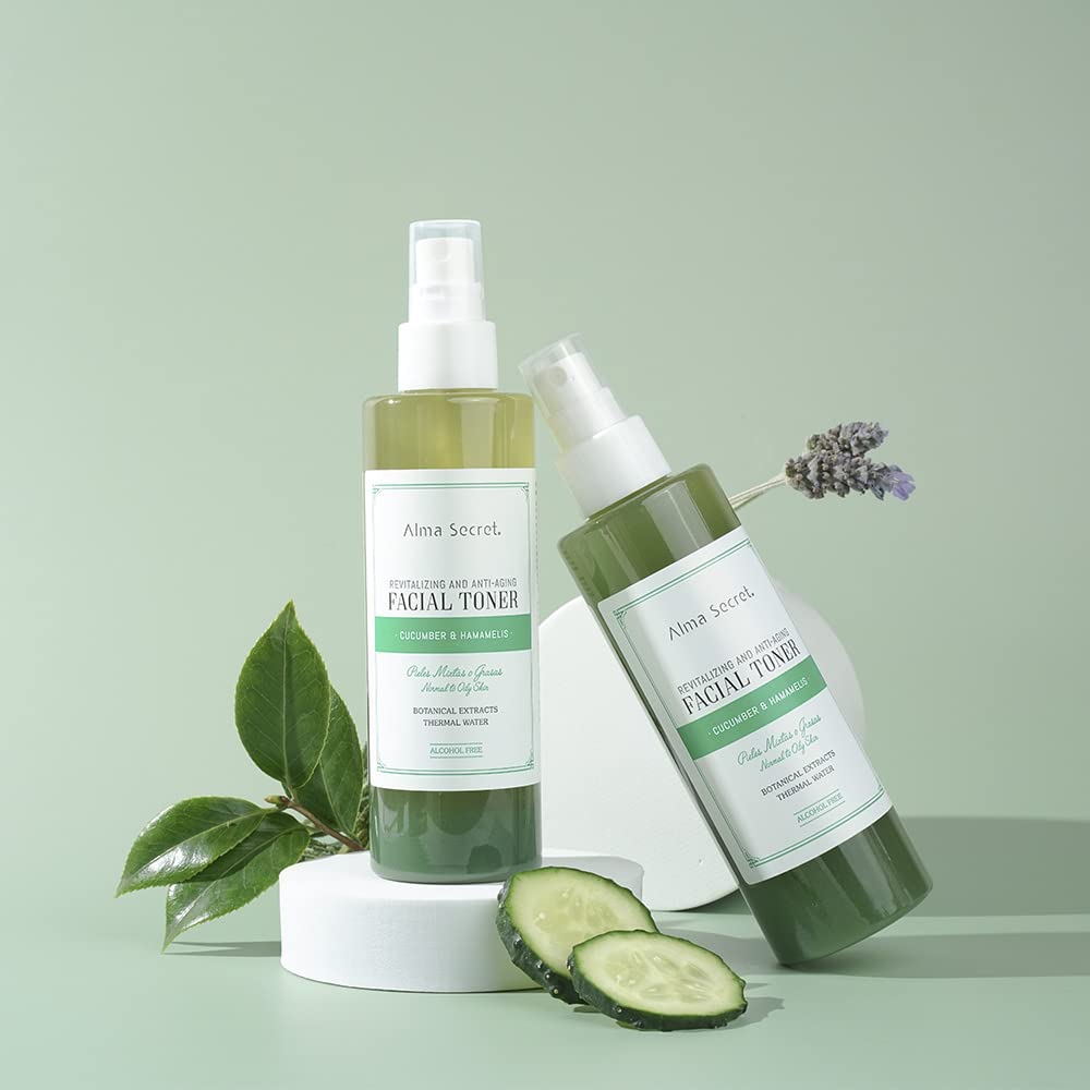 ALMA SECRET Facial Toner revitalizante y antiedad con Pepino & hammamelis 200 ml
