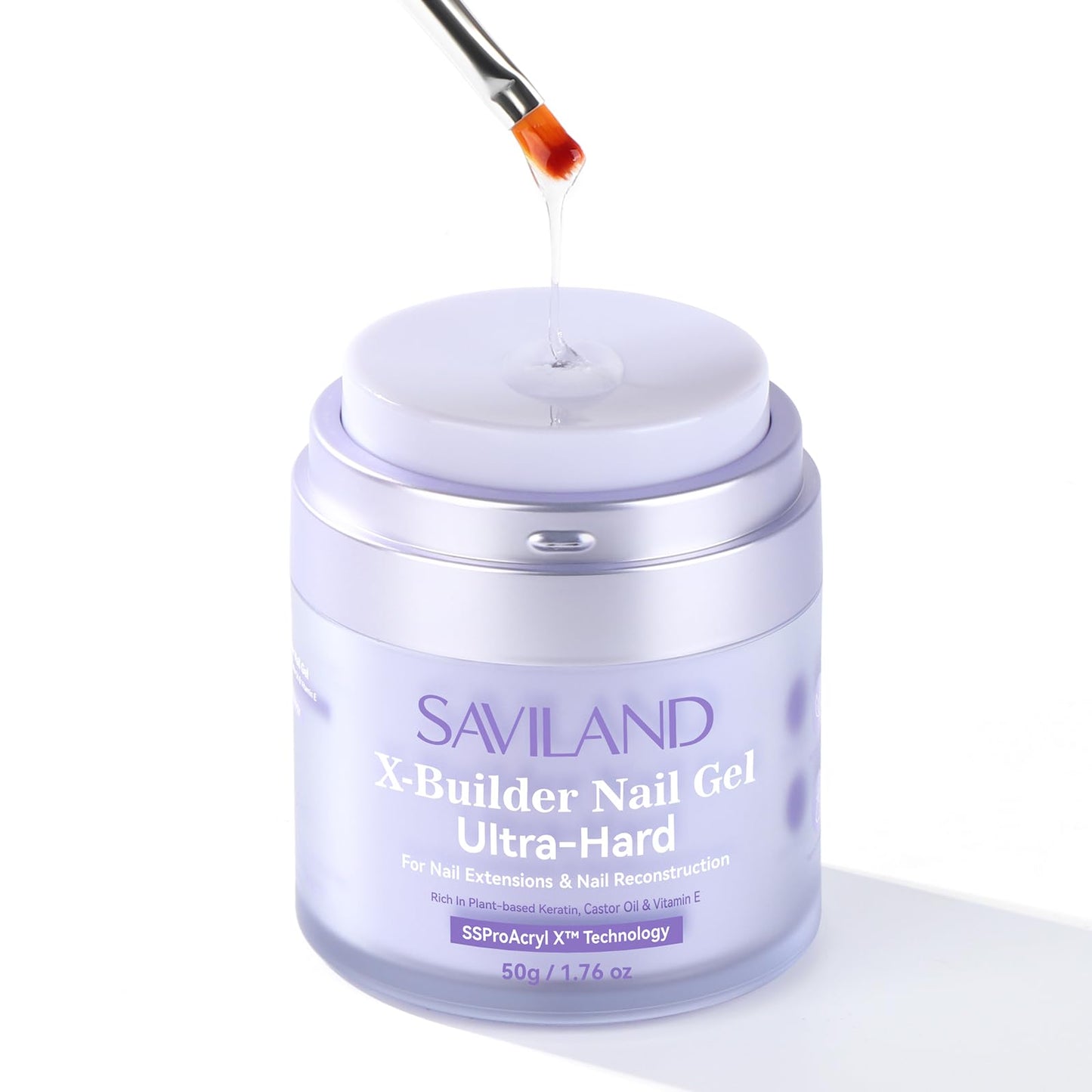 SAVILAND Pro Builder Nail Gel Kit Ultra Hard: Air Cushion Design Clear Hard Gel for Nails Castor Oil VE Gel Builder for Nails with Nail Forms Nail Brush for Nail Strengthening Nail Extension Nail Art