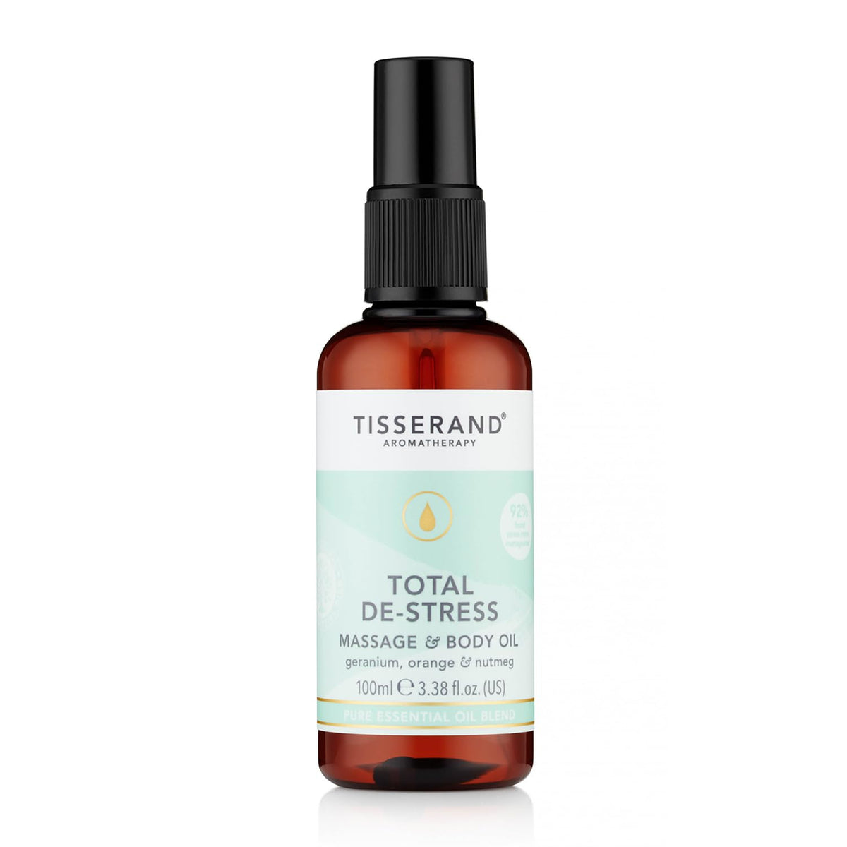 Tisserand - Total De-Stress - Massage & Body Oil - Orange, Geranium, Nutmeg Essential Oil - 100% Natural Pure Essential Oils - 100ml