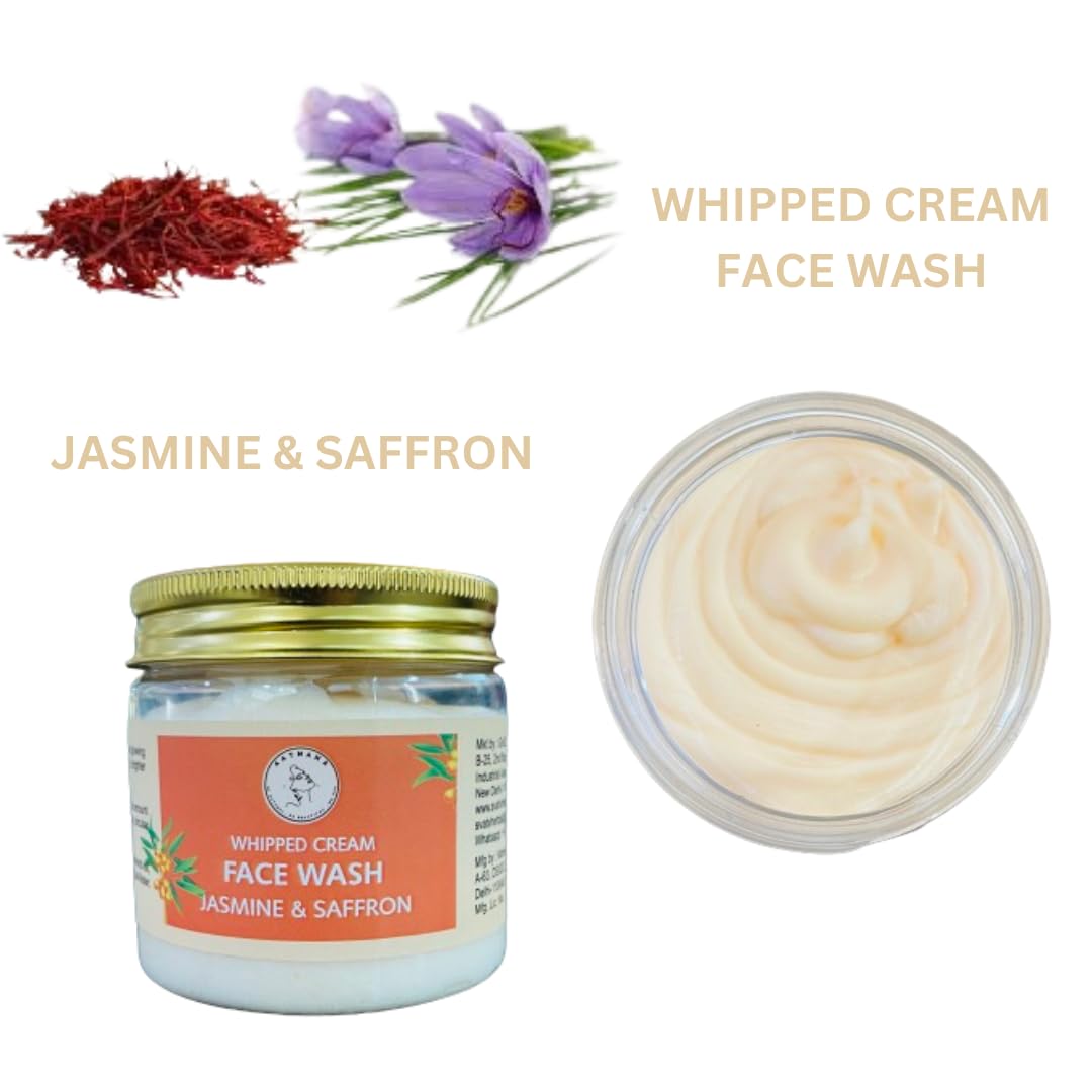 AATMANA Face Wash Jasmine & Saffron | Hydrating Face Wash for Sensitive Skin, Removes Makeup & Gently Cleanses Without Over Drying -100 Grams