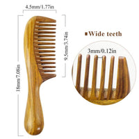 EQLEF Wide Tooth Wood Comb - Green Sandalwood Handmade Hair Comb for Men and Women