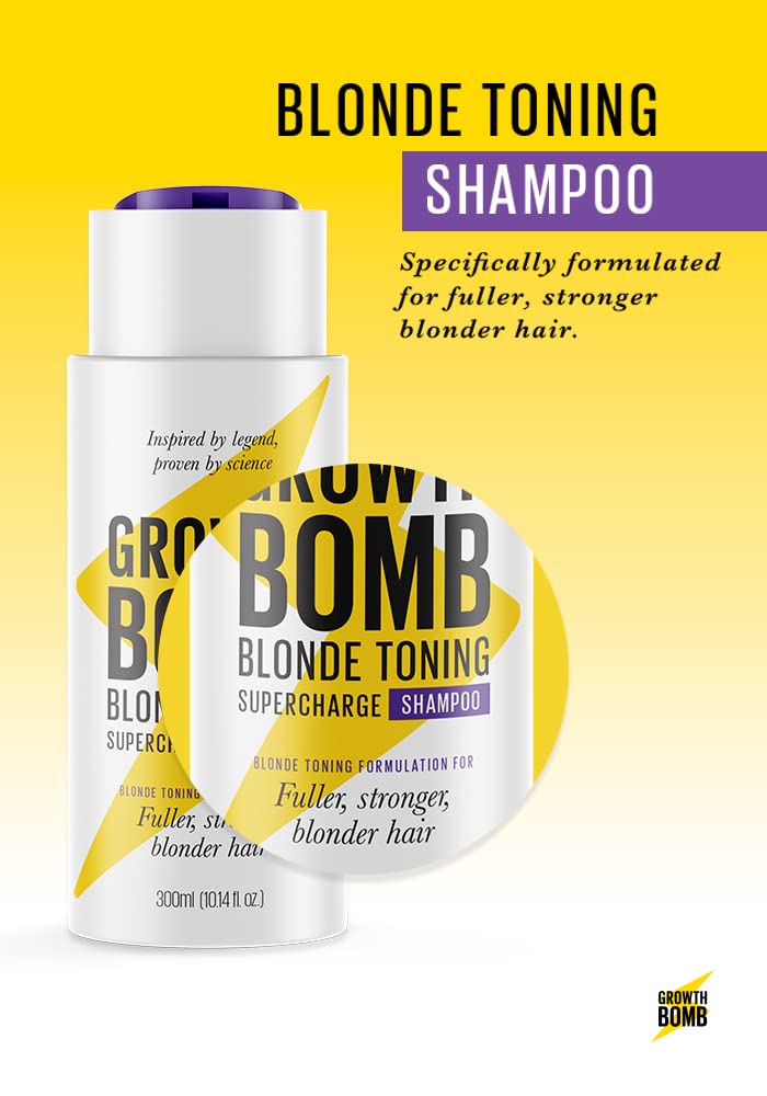 Growth Bomb Blonde Toning Supercharge Shampoo 300ml - For fuller, stronger blonder hair. Yerba Maté. Natural Ingredients. Stimulates Growth.