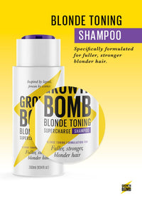 Growth Bomb Blonde Toning Supercharge Shampoo 300ml - For fuller, stronger blonder hair. Yerba Maté. Natural Ingredients. Stimulates Growth.