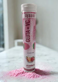 Glutathione 500mg & Vitamin C 500mg Strawberry Flavour Effervescent Tablets-Premium Skin Brightening, Antioxidant- 20 Tablets