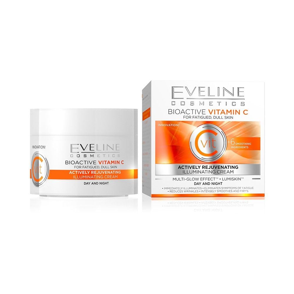 EVELINE COSMETICS Eveline Cosmetics Bioactive Vitamin C Luminizing Anti-Aging Day/Night Cream with Vitamin C - Brightening & Smoothing Formula with 6 Active Ingredients, For Tired and Dull Skin, Vegan