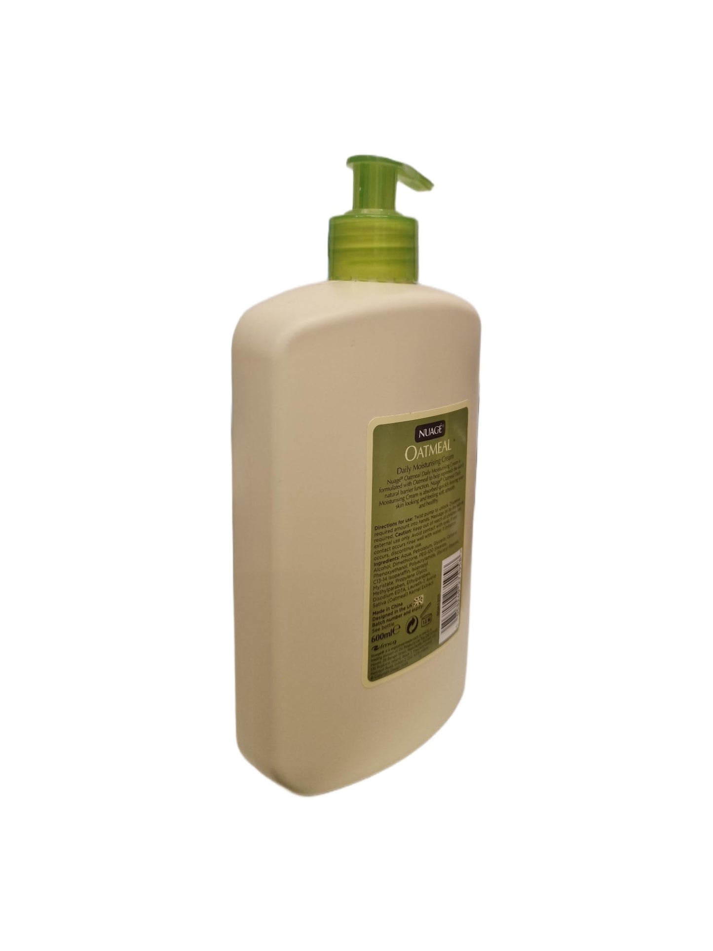 Nuage Oatmeal Daily Moisturizing Cream for All Skin Types with Soothing Oatmeal Extracts, Hydrating and Nourishing Formula, 600ml Pump Bottle