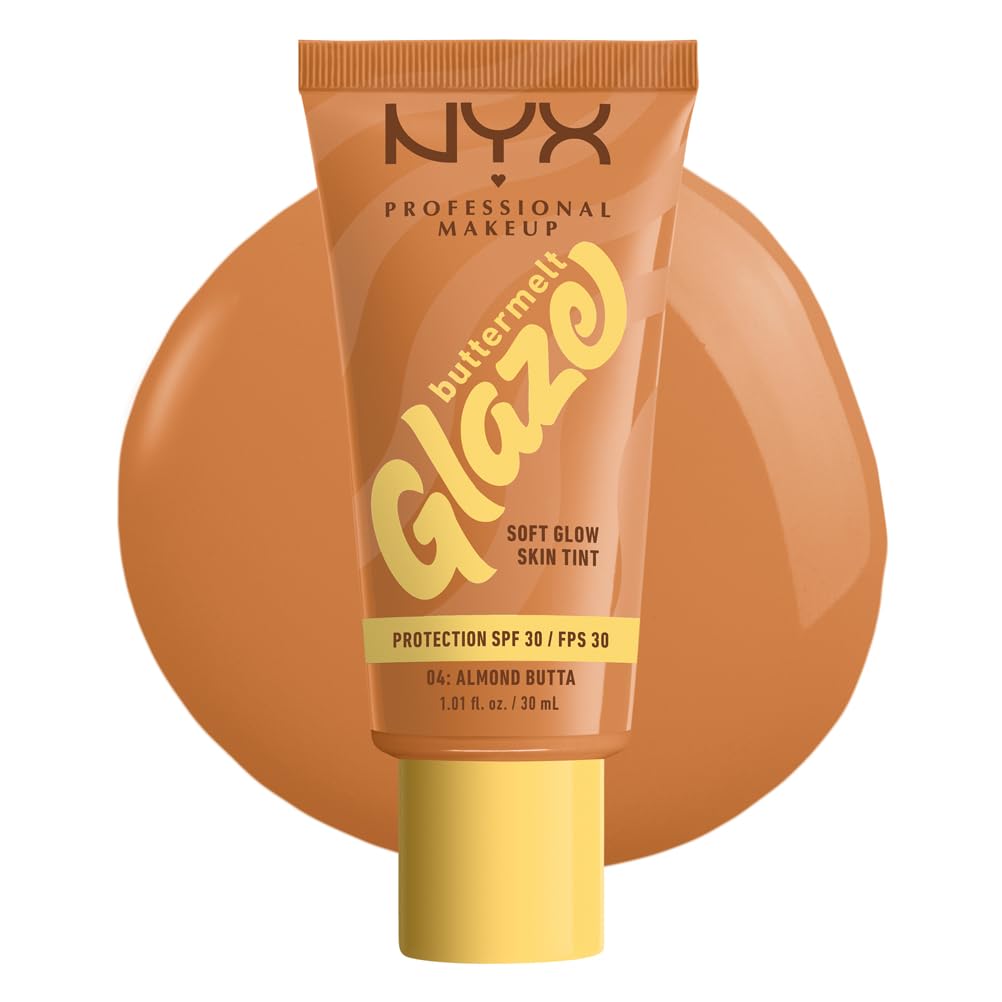 NYX PROFESSIONAL MAKEUP NYX Professional Makeup Buttermelt Glaze Soft Glow Skin Tint + SPF/FPS 30, Foundation, 12h Wear, Praline Butta
