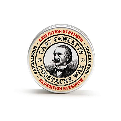 CAPTAIN FAWCETT Captain Fawcett Expedition Strength Moustache Wax 15ml – Extra Firm Hold Moustache Wax for Men – Classic Sandalwood Scented Styling Wax for Long-Lasting Shape & Definition