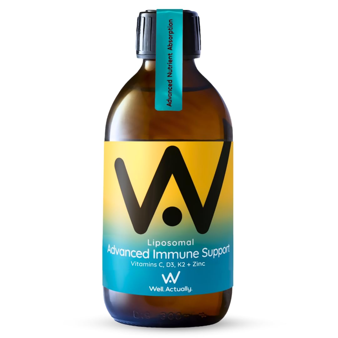 well actually WELL ACTUALLY Advanced Immune Support – Liquid Liposomal Vitamin C 1000 mg, Vitamin D3 2000 IU, Vitamin K2 MK-7 & Zinc – High Strength Immunity Complex – Vegan, Soy Free (25 Servings)