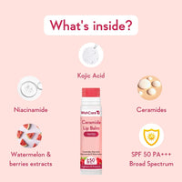 WishCare Tinted Ceramide Lip Balm with SPF50 PA+++ - Kojic Acid & Niacinamide - For Lip Lightening & Protection 5gm