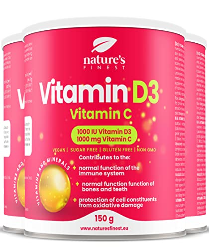 Nature's Finest Vitamin D3 + Vitamin C | 1000 IU (500% NRV) Vitamin D3 per Dosage | 1000 mg (1250% NRV) of Vitamin C per Dosage | for a Strong Immune System