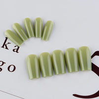 SXVME Olive Green False Nails Long Square, Acrylic Press on Nails Long Medium Coffin, Glossy Gel Fake Nails Press on, Solid Color Square Tip Stick on Nails For Women Daily Wear, 24 Pcs
