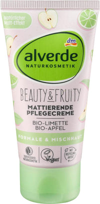 Alverde Natural Cosmetics Beauty & Fruity Day Cream - Matte Care Cream with Organic Lime and Organic Apple, 50 ml