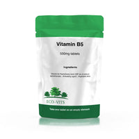ECO-VITS Vitamin B5 PANTOTHENIC Acid (550MG) 60 TABS. Recyclable Packaging. Sealed Pouch