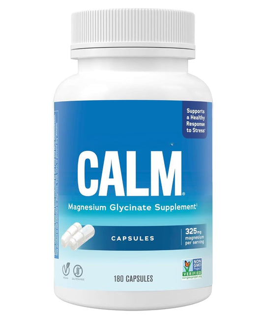 Generic Calm Magnesium Glycinate – 325mg, Non-GMO, Gluten-Free, 180 Vegan Capsules