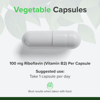 Riboflavin Vitamin B2-100mg, 60 Capsules, High Strength - Vegan Vitamin b2 riboflavin Supplement - Helps with Tiredness and Fatigue, Supports Energy Levels - by Raw Powders