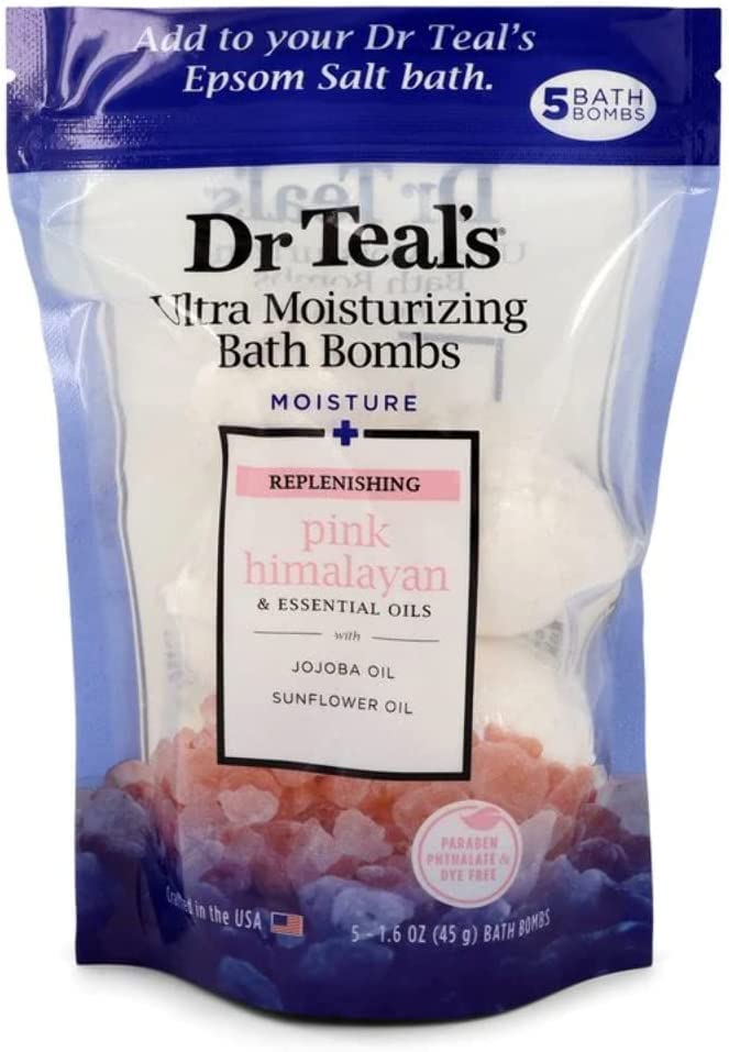 Fiinix 15 x Dr. Teals Bubble Bath Bombs 1.6oz Ultra Moisturising Pink Himalayan & Essential Oils with Jojoba & Sunflower Oil | Revitalising Natural Aroma Perfect for Stress Relief, Spa & Relaxation |