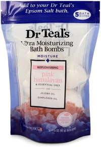 Fiinix 15 x Dr. Teals Bubble Bath Bombs 1.6oz Ultra Moisturising Pink Himalayan & Essential Oils with Jojoba & Sunflower Oil | Revitalising Natural Aroma Perfect for Stress Relief, Spa & Relaxation |