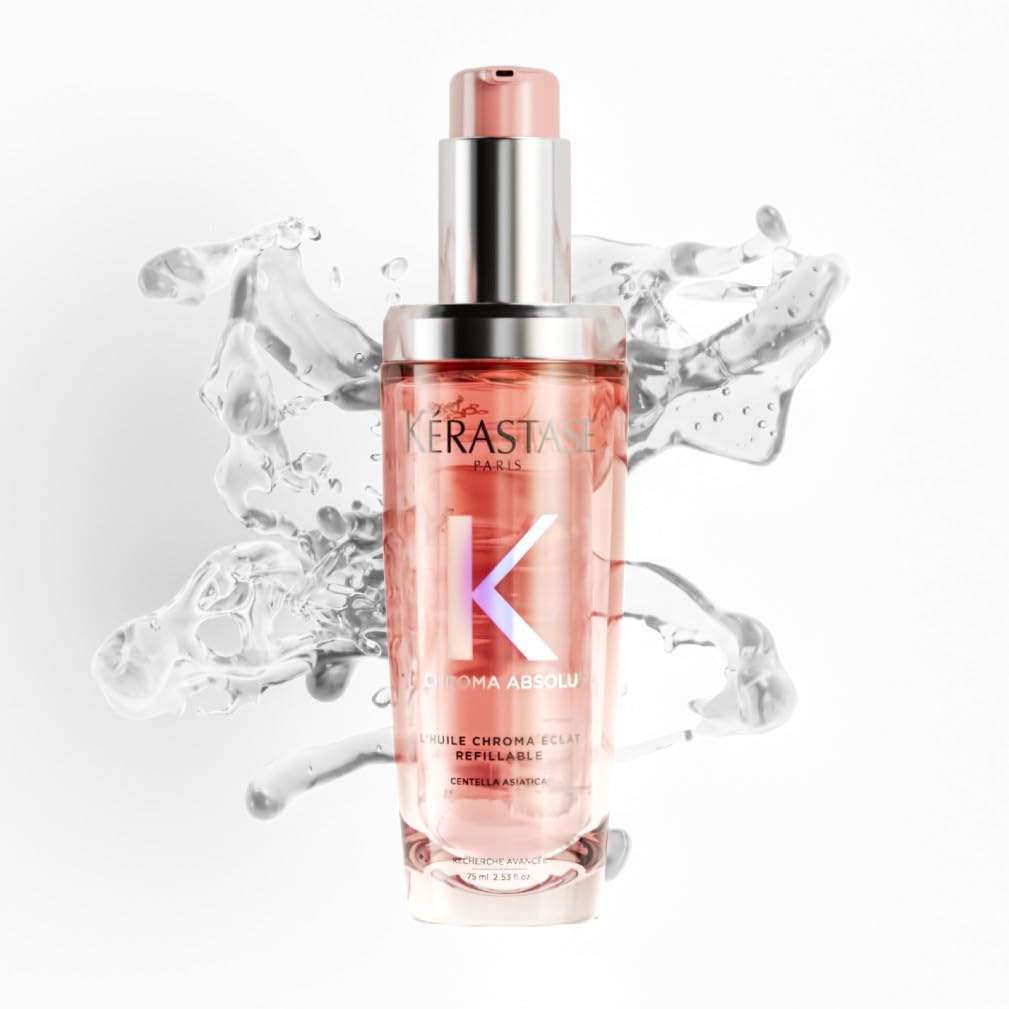 KÉRASTASE Kérastase Chroma Absolu, High Shine Hair Oil for Damaged Colour-Treated Hair, Lightweight Formula with Lactic Acid, Huile Chroma Éclat, 75ml Refill
