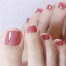 Cubahop 24pcs French Square Glitter Powder Fake ToeNails Nude False Toenails Glossy Pink White Toe Nail Tips for Women and Girls (Red 1)