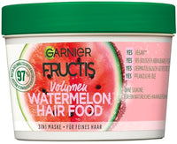Garnier Hair Mask, Watermelon Hairfood, Moisturising 3-in-1 Mask, Gently Detangles Fine Hair and Gives Unrivalled Shine, Fructis, 390 ml
