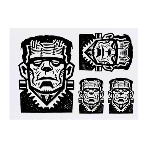 Azeeda 4 x 'Frankenstein's Monster' Temporary Tattoos - Water Resistant, Skin-Safe, Non-Toxic Transfers, Mixed Sizes (TO00085500)