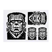 Azeeda 4 x 'Frankenstein's Monster' Temporary Tattoos - Water Resistant, Skin-Safe, Non-Toxic Transfers, Mixed Sizes (TO00085500)