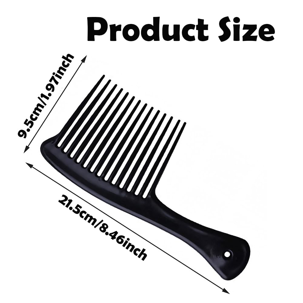 Deyixinup 2 PCS Jumbo Rake Comb Long Wide Tooth Rake Handle Hair Comb Plastic Afro Shower Comb for Long Curly Thick Wet Dry Hair Styles Girls Women Men Barber Salon