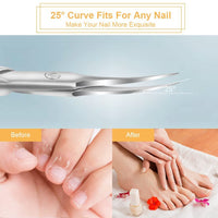 URAQT Nail Scissors, Professional Stainless Steel Curved Cuticle Scissors, Sharp Dead Skin Scissors Manicure Scissors, Pointed Beauty Scissors for Trimming Eyebrows, Nose Hair, Finger & Toe Nail Care
