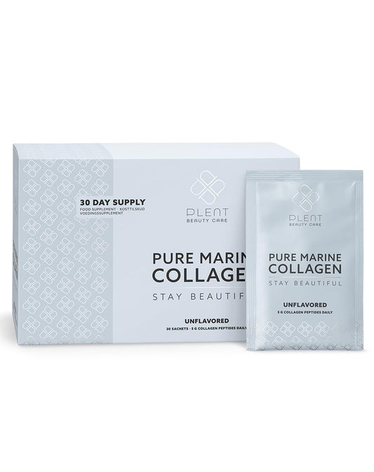 Plent PLENT Pure Marine Collagen Unflavored - Hair, Skin, Nail Support Supplement Marine Collagen peptides - 30 Days Supply Box 30 sachets