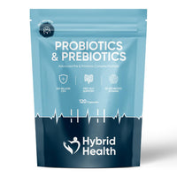 Hybrid Health Probiotics & Prebiotics Complex | 120 Vegan Capsules | 100 Billion CFU | Advanced Strength Probiotics with 20 Diverse Strains | Pre & Probiotics for Women and Men