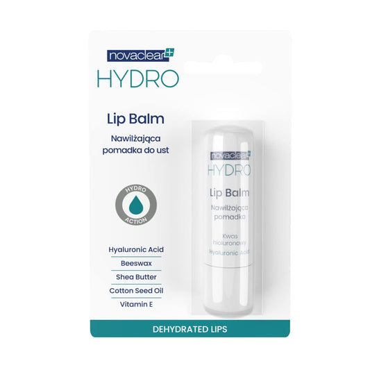 Novaclear Hydro Moisturizing lipstick with hyaluronic acid for the care of dry and chapped lips.