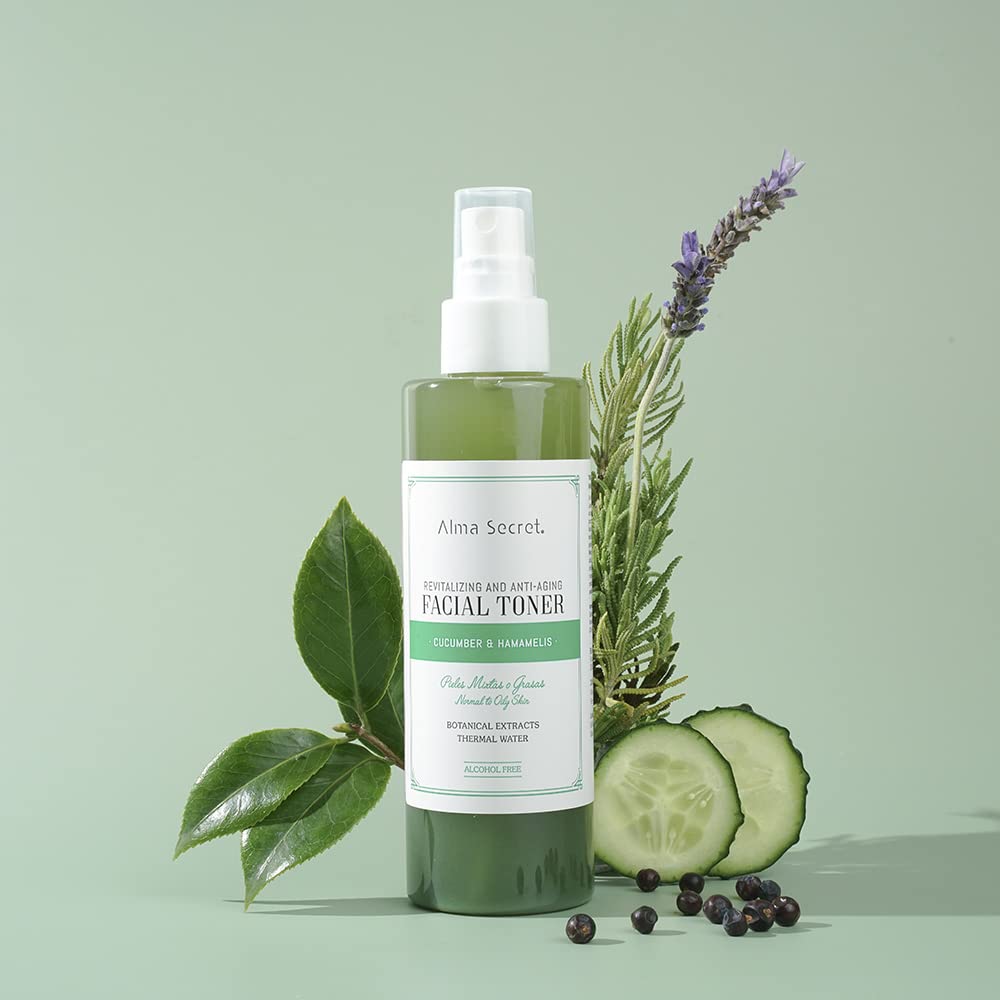 ALMA SECRET Facial Toner revitalizante y antiedad con Pepino & hammamelis 200 ml