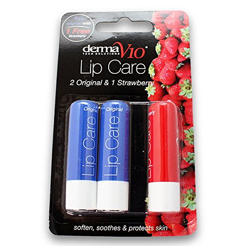 Derma V10 Derma Logics Lip Care 2 Original Plus 1 Strawberry Free - 2 + 1 Pack