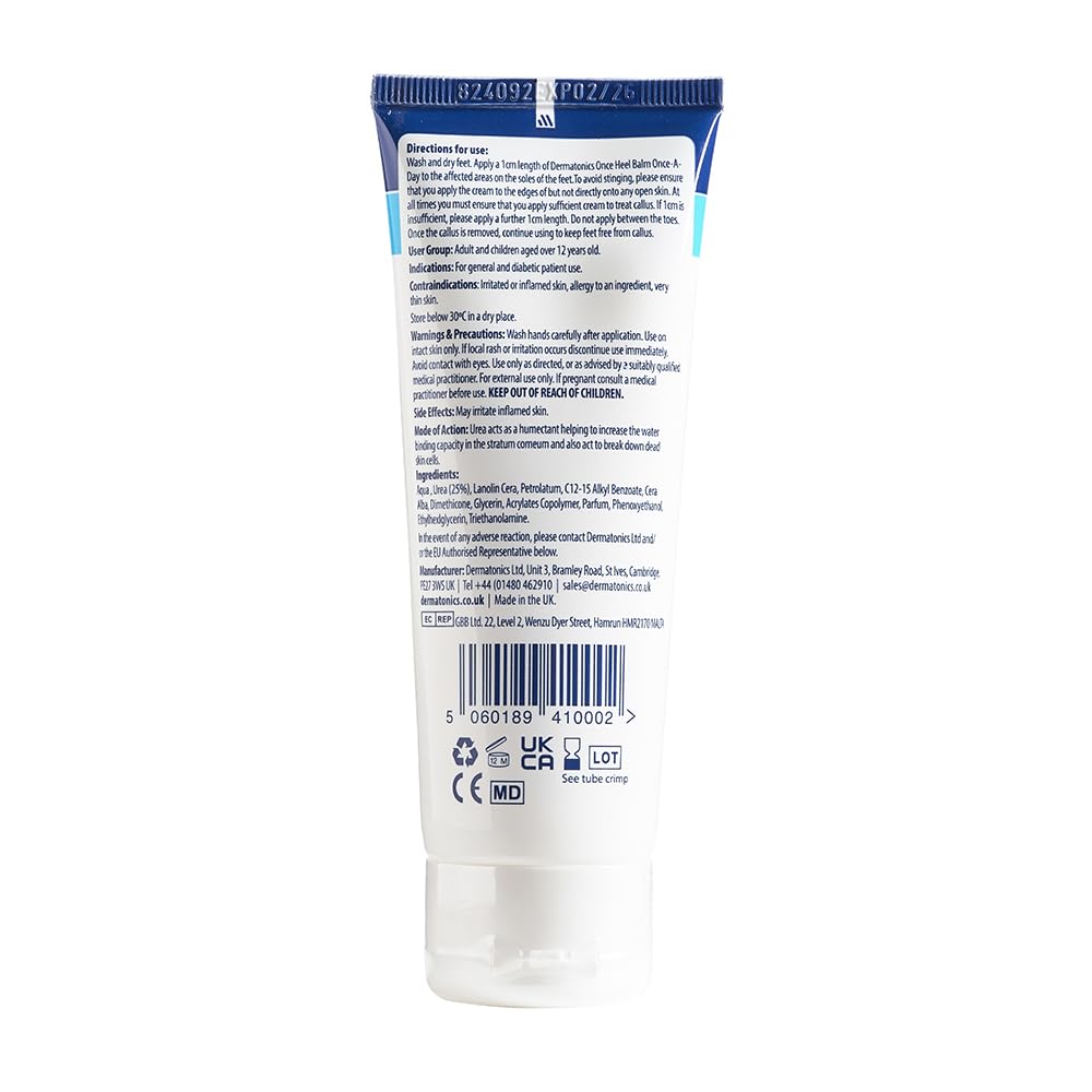 Dermatonics Once Heel Balm | Long-lasting Relief for Rough, Dry & Callused Feet | Paraben-free, Clinically Proven, Suitable for Diabetics | Visible Results in 1 Day | 75ml