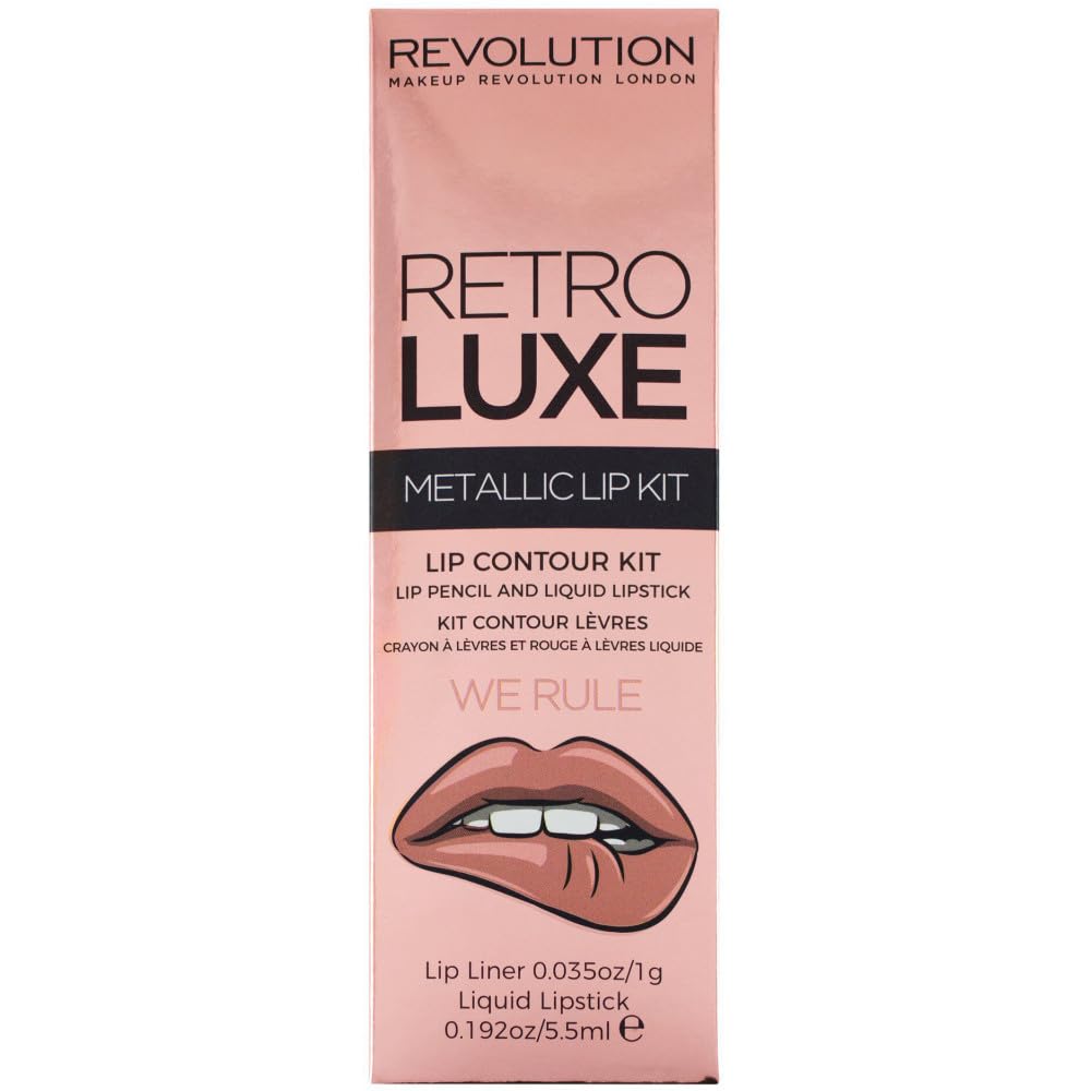 Makeup Revolution Retro Luxe Metallic Lip Kit We Rule, Pack of 2